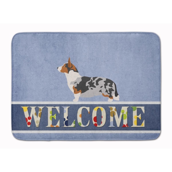 Carolines Treasures Welsh Corgi Cardigan Welcome Machine Washable Memory Foam Mat BB8313RUG - main